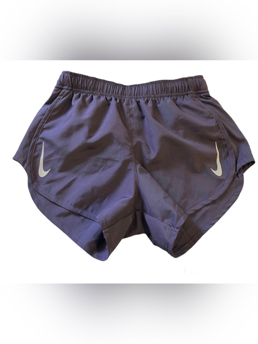 Nike Women's Deep Purple Athletic Running Shorts with White Swoosh